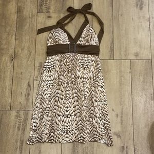 Brown Halter Tie Back Dress Medium